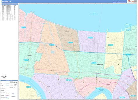 Metairie Louisiana Wall Map Color Cast Style By Marketmaps Mapsales