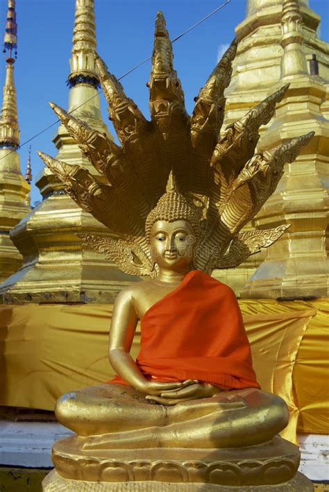 Buddha Statue In Red At Wat Boromthat Temple In Tak Thailand Stock