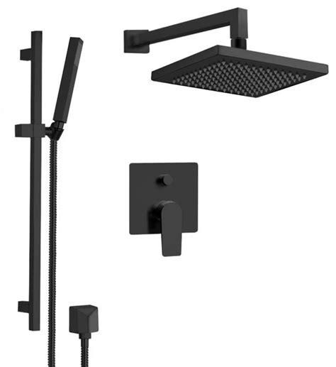 What kind of shower heads are in black? Buy TheBathOutlet Matte Black Shower System with 8" Rain ...