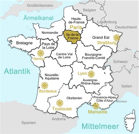 Die regionen und städte frankreichs auf einer karte und im überblick. Frankreich Regionen | e-mondo