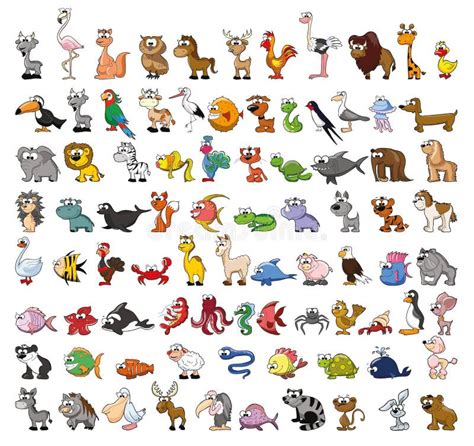 Set Of Cute Cartoon Animals Vector Stock Vector Illustration Of