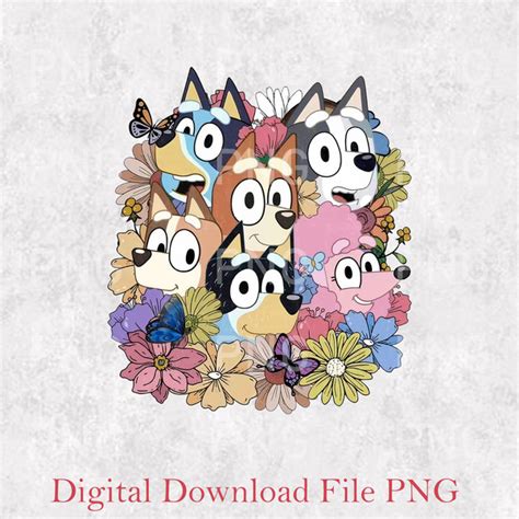 Bluey Muffin Floral Png Retro Chilli Heeler Png Bluey Mum Inspire