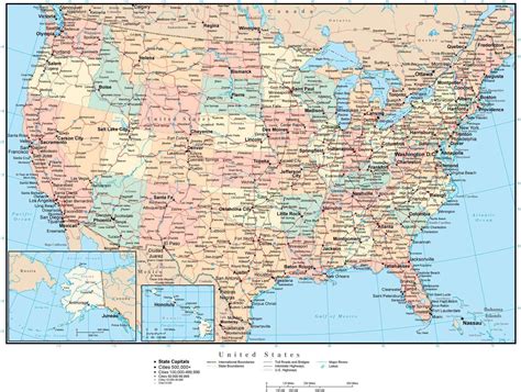 Map Of Usa With States And Cities And Highways Gretel Hildagarde