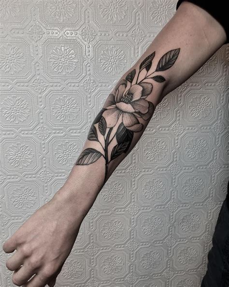 Freehand Magnolia By Justin Olivier At Downtown Tattoo New Orleans