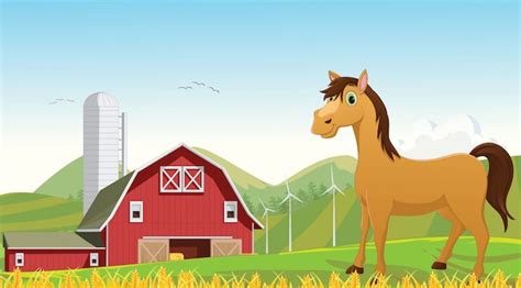 Premium Vector Illustration Of Cute Horse Cartoon In The Farm