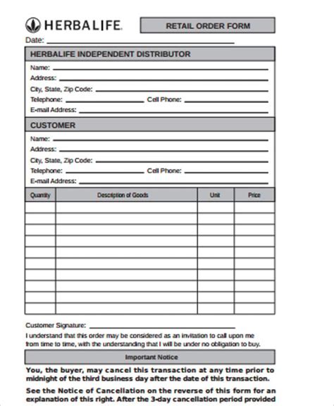 9 Retail Order Forms Pdf