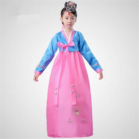 High Grade Female Embroidered Silk Korean Traditional Dress Girl Korean