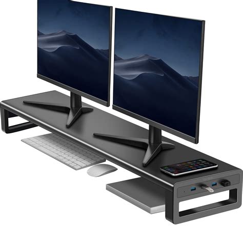 Buy Vaydeerdual Monitor Stand Riser With 4 Usb 30 Ports Metal Desk
