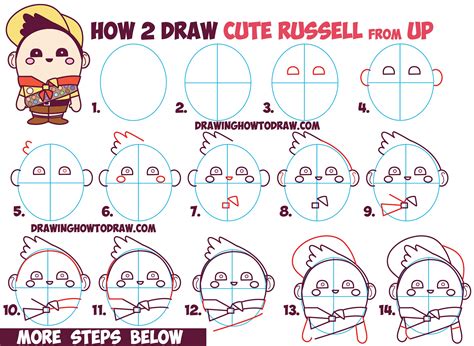 How To Draw Russell The Boy From Disney Pixars Up Cute Chibi
