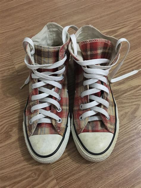 High Cut Checkered Converse Women S Fashion Footwear Sneakers On Carousell