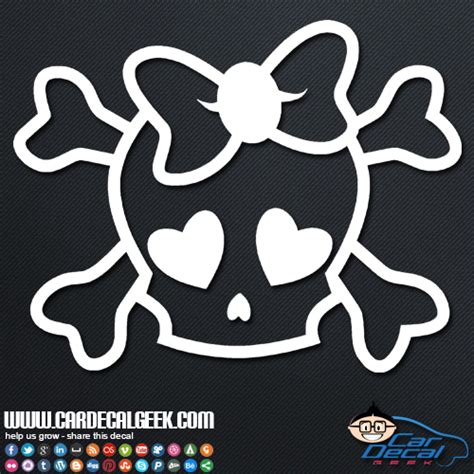 Cute Girly Skull Vinyl Car Window Decal Sticker