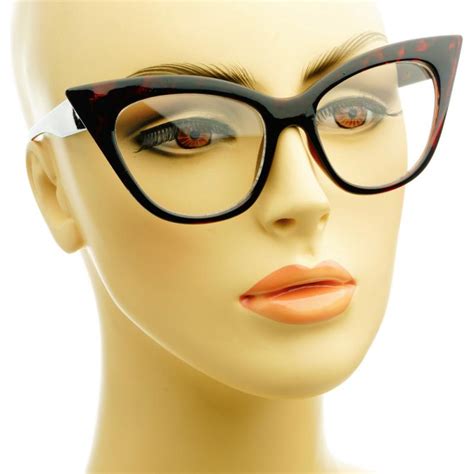 fashion womens retro vintage style clear lens cat eye glasses frames tortoise