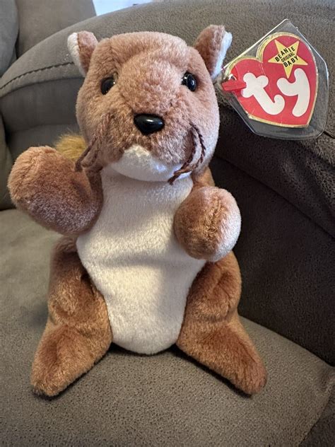 Ty Beanie Babies 1996 Nuts The Squirrel Rare Retired Tag Errors