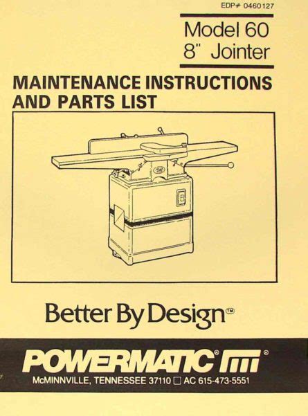 Powermatic Jointer Newer Instruction Part Manual Ozark Tool