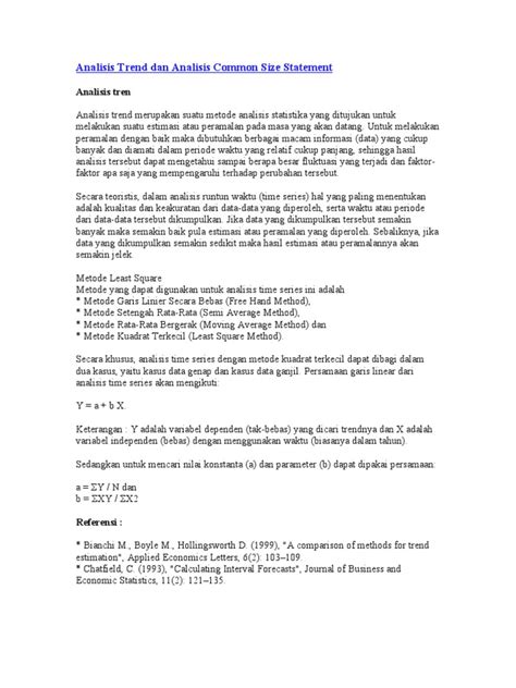 Dan analisis coomon size ini. Analisis Trend Dan Analisis Common Size Statement
