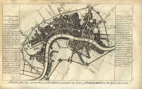 Fortifications Of London In 1642 And 1643 London Map Map Antique Maps