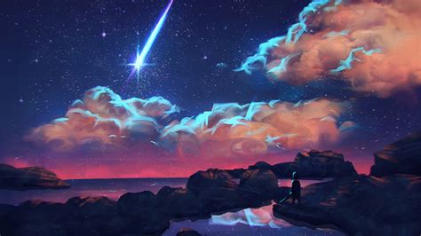 digital art clouds shooting stars night wallpapers hd desktop and mobile backgrounds