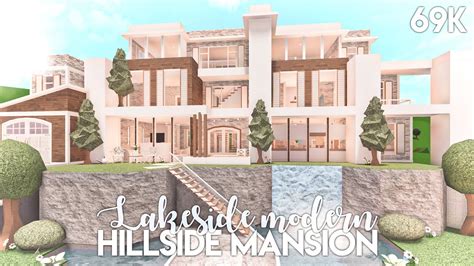 Lakeside Modern Hillside Mansion Bloxburg Build Youtube