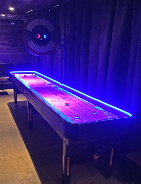Led Lighted Shuffleboard Game Giant Glow Led Arcade Party Rental