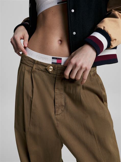 tommy hilfiger x shawn mendes pleated trousers brown tommy hilfiger singapore