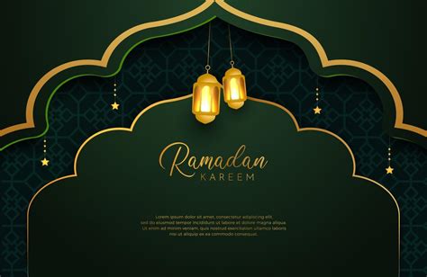 Ramadan Kareem Background With Gold And Green Color Luxury Style Vector Illustration For Islamic