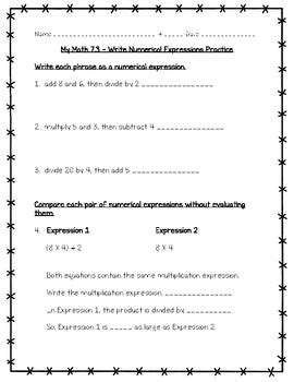 Numerical Expression Worksheets 5Th Grade - Numerical Expressions