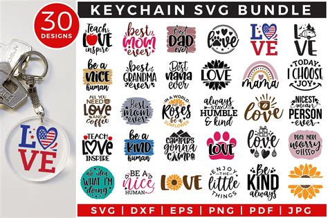 Keychain Svg Bundle 30 Designs Creative Market