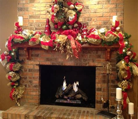 Fresh pine garlands in the hallway. My fireplace: started with a lighted garland, added gold ...