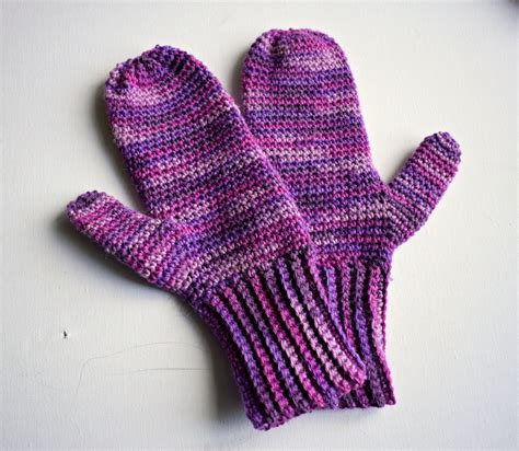 Purple Wool Mittens For Women And Teens Crochet Winter Etsy