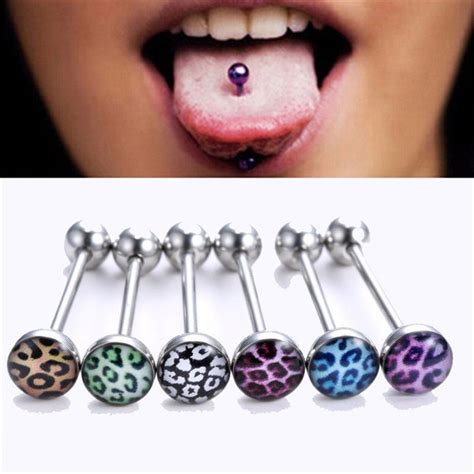 PCS Lot Stainless Steel Mixed Color Tongue Ring Barbell Tongue Piercing Stud Plug Jewelry