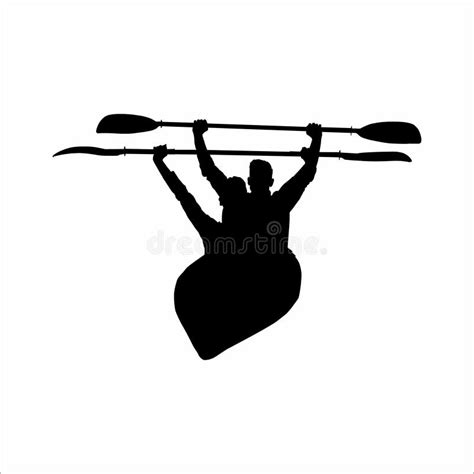 Silhouette Of A Person Rowing A Canoe Stock Vector Illustration Of