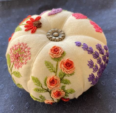 Pincushion Embroidery Kit Beautiful Hand Embroidered Etsy Hong Kong