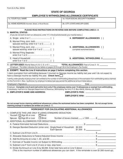 Georgia Form G 4 ≡ Fill Out Printable Pdf Forms Online