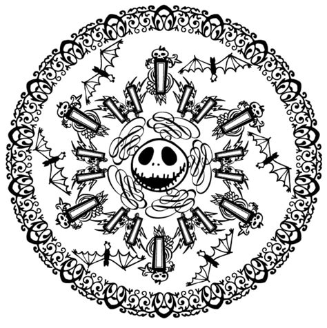 Dibujos de Mandala de Halloween 4 para Colorear para Colorear, Pintar e