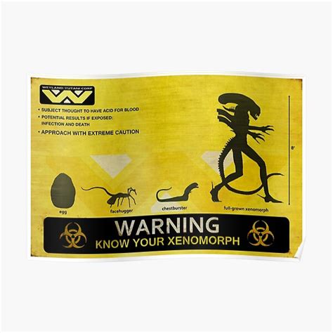 Warning Know Your Xenomorph Poster By Alienfanart Redbubble