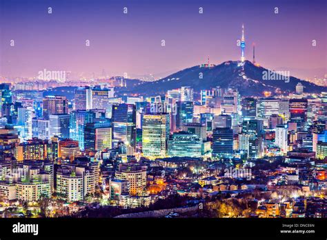 Seoul, Südkorea Skyline nächtliche Skyline der Stadt Stockfoto, Bild