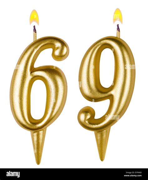 Birthday Candles Number Sixty Nine Isolated On White Background Stock