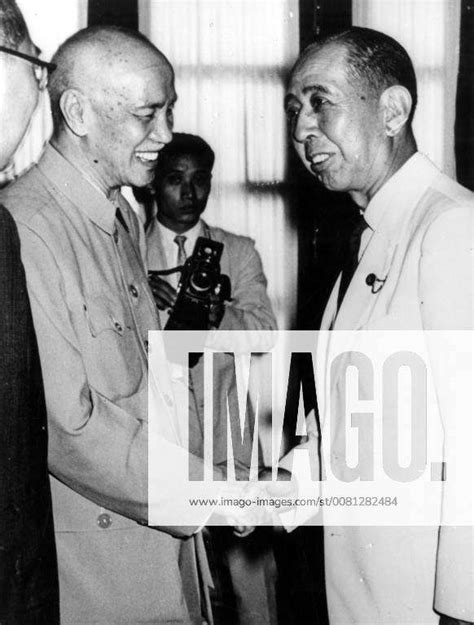 Nationalist Chinese President Chiang Kai Shek Left Greets Former