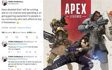 Who Is Hiswattson Apex Legends Streamer Pledges His Twitch Ad Revenue