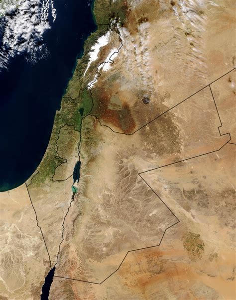 Large Detailed Satellite Map Of Jordan Jordan Asia Mapsland