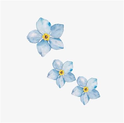 Simple Small Fresh Hand Painted Watercolor Blue Flowers Png Clipart