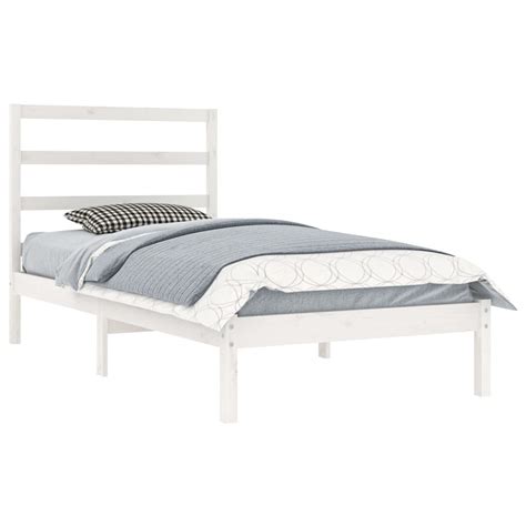 Bed Frame White Solid Wood Pine 90x200 Cm Single Wood Decors Furniture