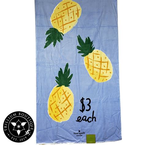 Features blue, and black colors throughout. Kate Spade New York Beach Towel Blue Pineapples 40 Inches ...
