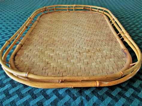 Bamboo Lap Serving Trays Set Of 2 Etsy
