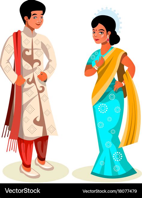 Indian Couple In Traditional Dress Royalty Free Vector Image