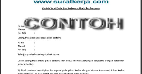 Contoh Surat Perjanjian Kerjasama Usaha Perdagangan ...
