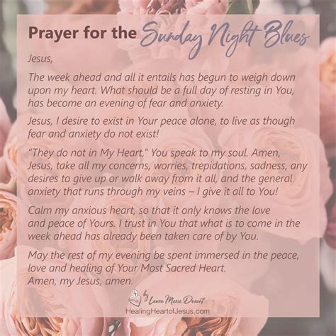 Prayer For The Sunday Evening Blues Healing Heart Of Jesus