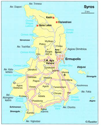 Mapa Ostrova Syros Ecko V Detailech
