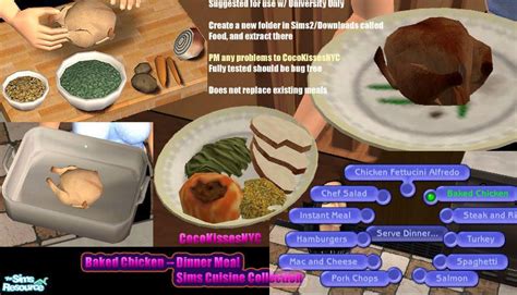 Sims 2 Food Cocokissesnycs Baked Chicken Meal Baked Chicken