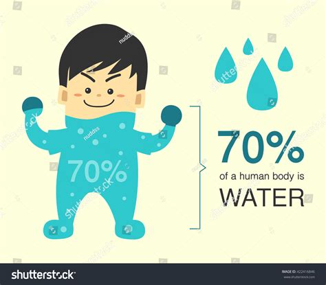 In physiology, body water is the water content of an animal body that is contained in the tissues, the blood, the bones and elsewhere. 70 Percent Human Body Water Character Stock Vector ...
